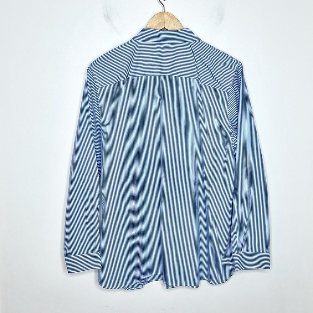 Coldwater Creek Striped Button Up Shirt Blue White Womens Size L Heritage Preppy - Picture 7 of 7